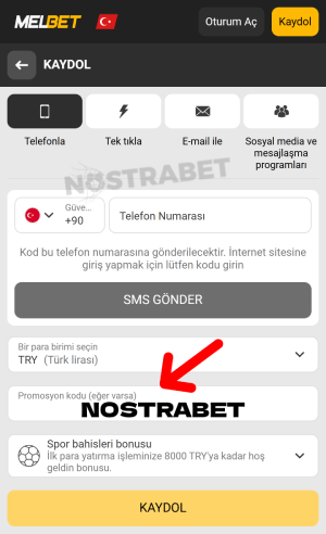 melbet bonus kodu girin